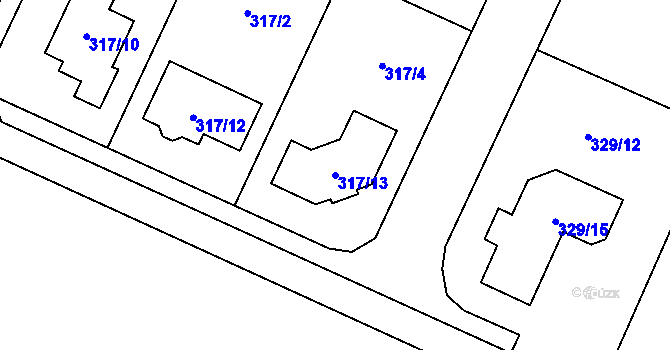 Parcela st. 317/13 v KÚ Darkovice, Katastrální mapa