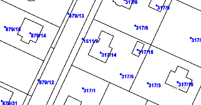 Parcela st. 317/14 v KÚ Darkovice, Katastrální mapa