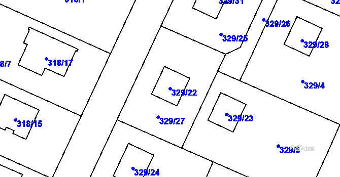 Parcela st. 329/22 v KÚ Darkovice, Katastrální mapa