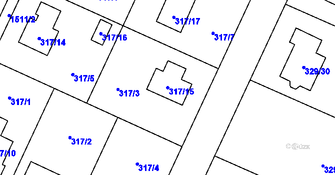 Parcela st. 317/15 v KÚ Darkovice, Katastrální mapa