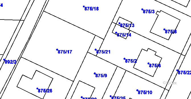 Parcela st. 875/21 v KÚ Darkovice, Katastrální mapa