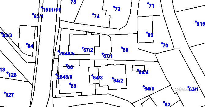 Parcela st. 67/1 v KÚ Darkovice, Katastrální mapa