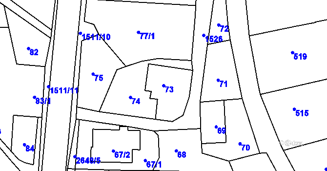 Parcela st. 73 v KÚ Darkovice, Katastrální mapa