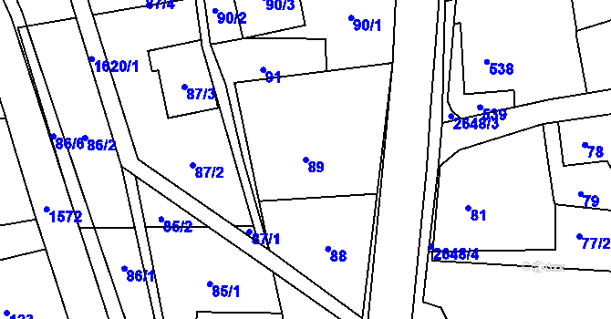 Parcela st. 89 v KÚ Darkovice, Katastrální mapa