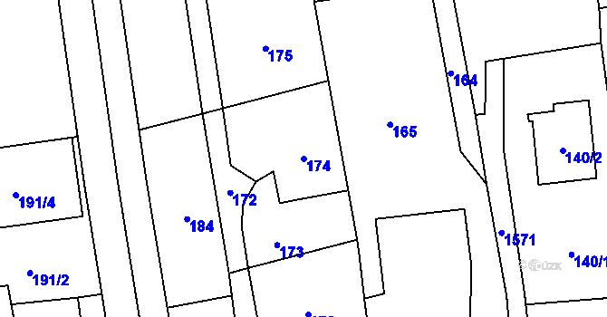 Parcela st. 174 v KÚ Darkovice, Katastrální mapa