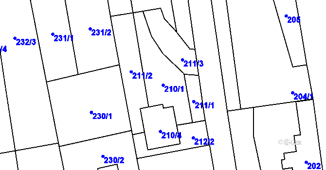 Parcela st. 210/1 v KÚ Darkovice, Katastrální mapa