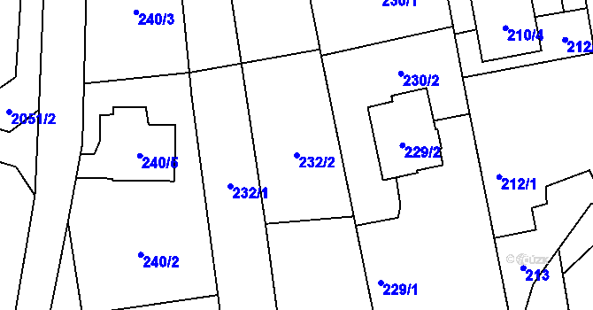 Parcela st. 232/2 v KÚ Darkovice, Katastrální mapa