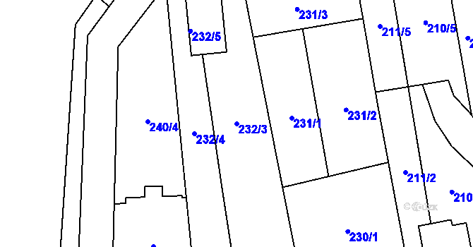 Parcela st. 232/3 v KÚ Darkovice, Katastrální mapa
