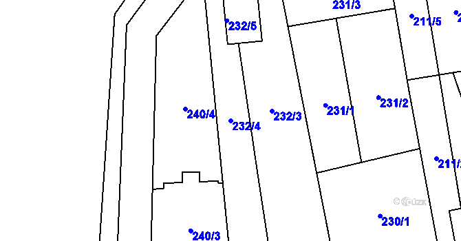 Parcela st. 232/4 v KÚ Darkovice, Katastrální mapa