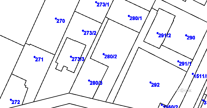 Parcela st. 280/2 v KÚ Darkovice, Katastrální mapa