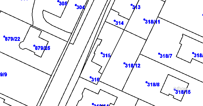 Parcela st. 315 v KÚ Darkovice, Katastrální mapa