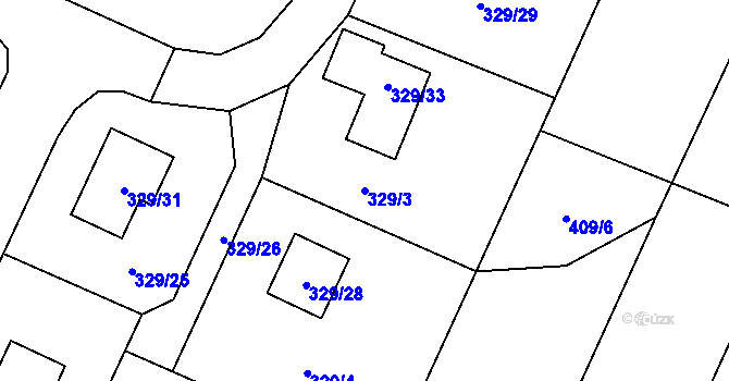 Parcela st. 329/3 v KÚ Darkovice, Katastrální mapa