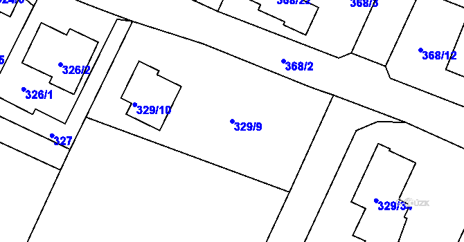 Parcela st. 329/9 v KÚ Darkovice, Katastrální mapa