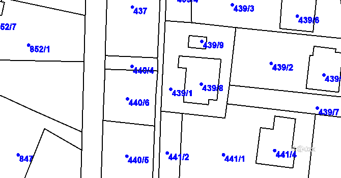 Parcela st. 439/1 v KÚ Darkovice, Katastrální mapa