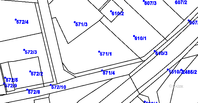 Parcela st. 571/1 v KÚ Darkovice, Katastrální mapa