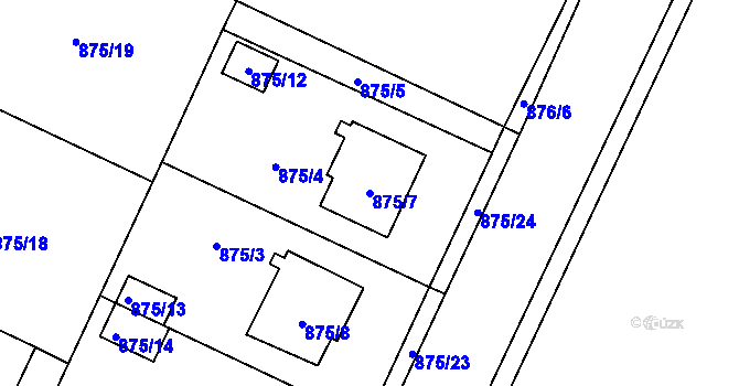 Parcela st. 875/7 v KÚ Darkovice, Katastrální mapa