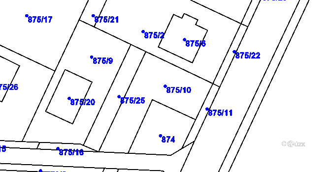 Parcela st. 875/10 v KÚ Darkovice, Katastrální mapa