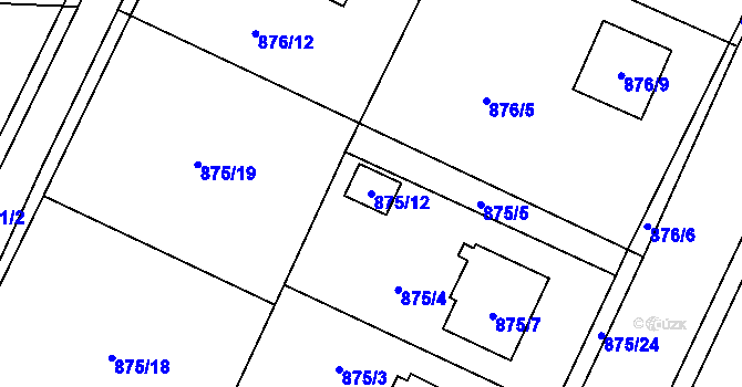 Parcela st. 875/12 v KÚ Darkovice, Katastrální mapa