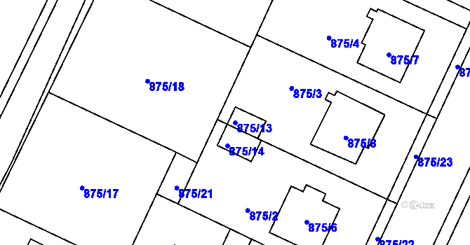 Parcela st. 875/13 v KÚ Darkovice, Katastrální mapa