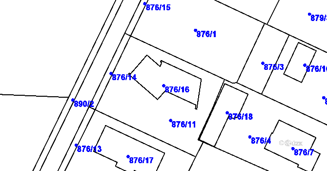 Parcela st. 876/16 v KÚ Darkovice, Katastrální mapa