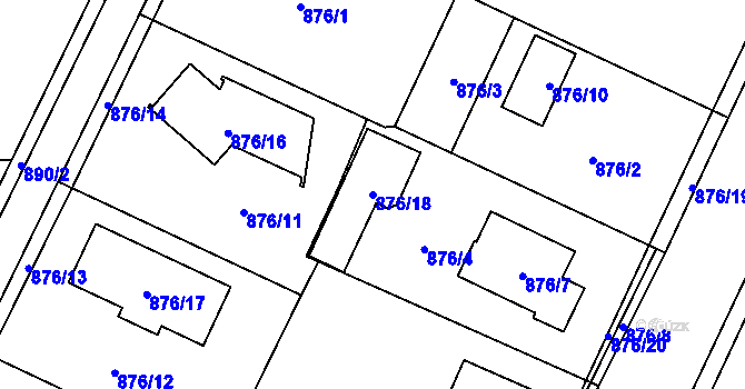 Parcela st. 876/18 v KÚ Darkovice, Katastrální mapa