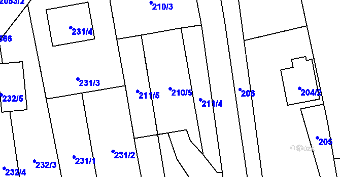 Parcela st. 210/5 v KÚ Darkovice, Katastrální mapa
