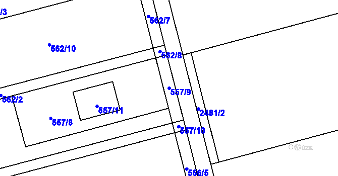 Parcela st. 557/9 v KÚ Darkovice, Katastrální mapa