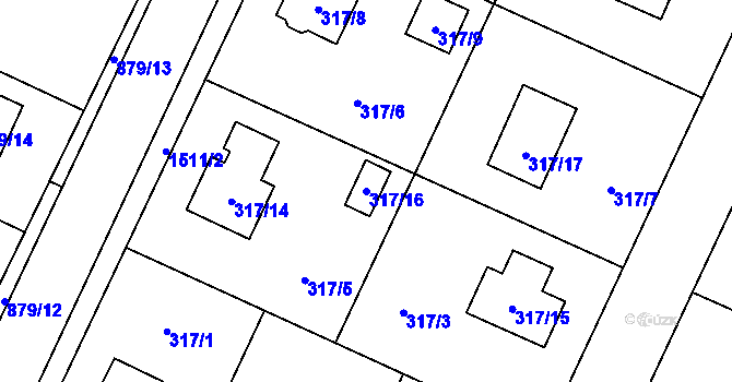 Parcela st. 317/16 v KÚ Darkovice, Katastrální mapa