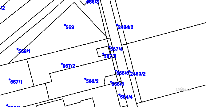 Parcela st. 567/5 v KÚ Darkovice, Katastrální mapa