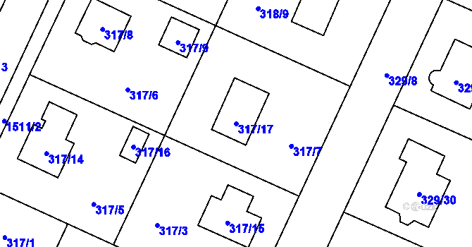 Parcela st. 317/17 v KÚ Darkovice, Katastrální mapa