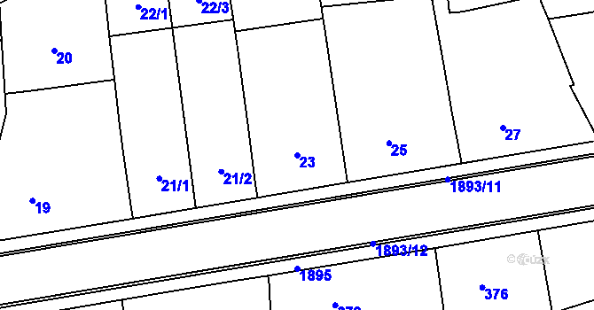 Parcela st. 23 v KÚ Daskabát, Katastrální mapa