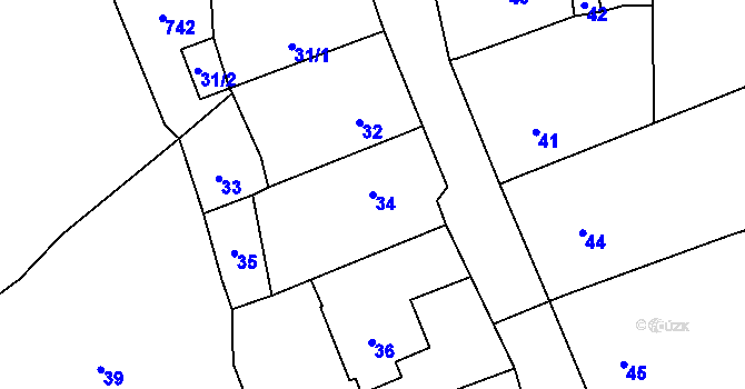 Parcela st. 34 v KÚ Daskabát, Katastrální mapa