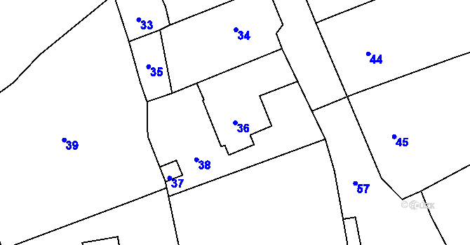 Parcela st. 36 v KÚ Daskabát, Katastrální mapa