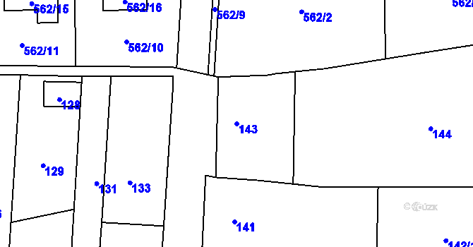 Parcela st. 143 v KÚ Daskabát, Katastrální mapa