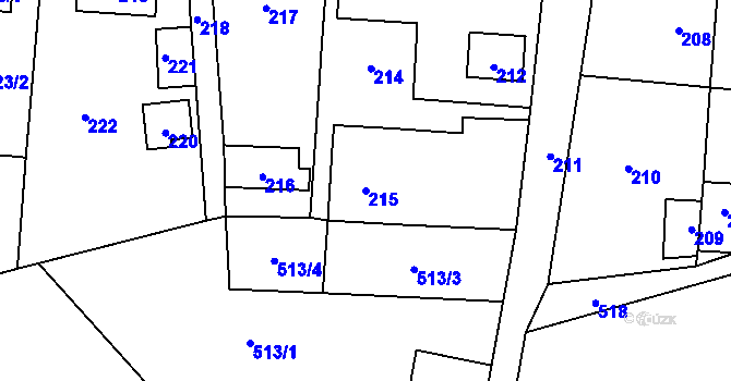 Parcela st. 215 v KÚ Daskabát, Katastrální mapa