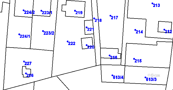 Parcela st. 220 v KÚ Daskabát, Katastrální mapa