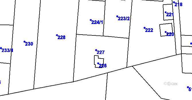 Parcela st. 227 v KÚ Daskabát, Katastrální mapa