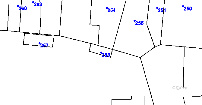Parcela st. 258 v KÚ Daskabát, Katastrální mapa