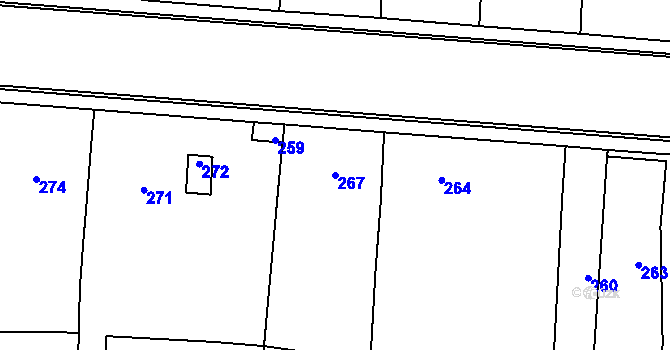 Parcela st. 267 v KÚ Daskabát, Katastrální mapa