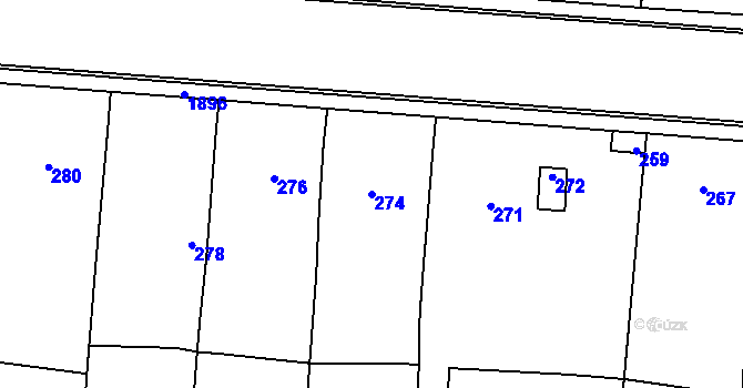 Parcela st. 274 v KÚ Daskabát, Katastrální mapa