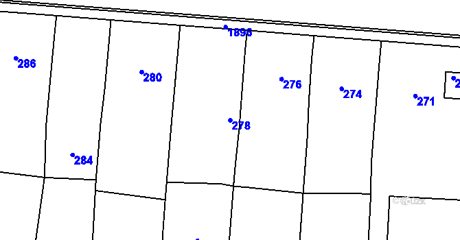 Parcela st. 278 v KÚ Daskabát, Katastrální mapa
