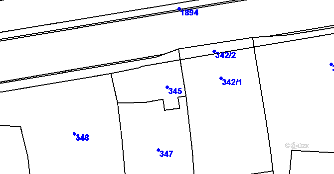 Parcela st. 345 v KÚ Daskabát, Katastrální mapa