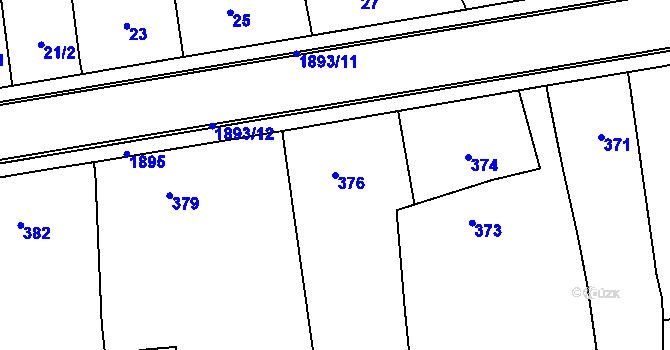 Parcela st. 376 v KÚ Daskabát, Katastrální mapa