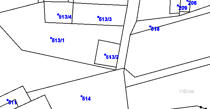 Parcela st. 513/2 v KÚ Daskabát, Katastrální mapa