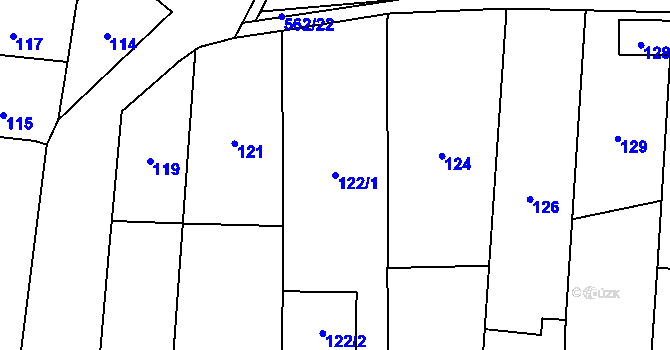 Parcela st. 122/1 v KÚ Daskabát, Katastrální mapa