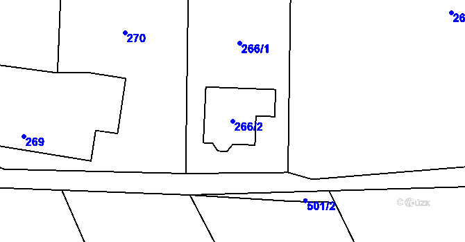 Parcela st. 266/2 v KÚ Daskabát, Katastrální mapa