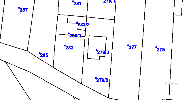 Parcela st. 279/3 v KÚ Daskabát, Katastrální mapa