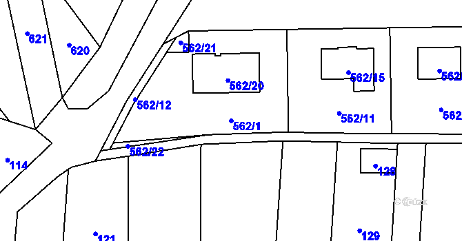 Parcela st. 562/1 v KÚ Daskabát, Katastrální mapa