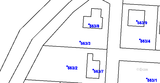 Parcela st. 563/3 v KÚ Daskabát, Katastrální mapa