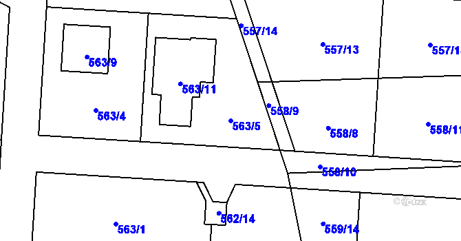 Parcela st. 563/5 v KÚ Daskabát, Katastrální mapa